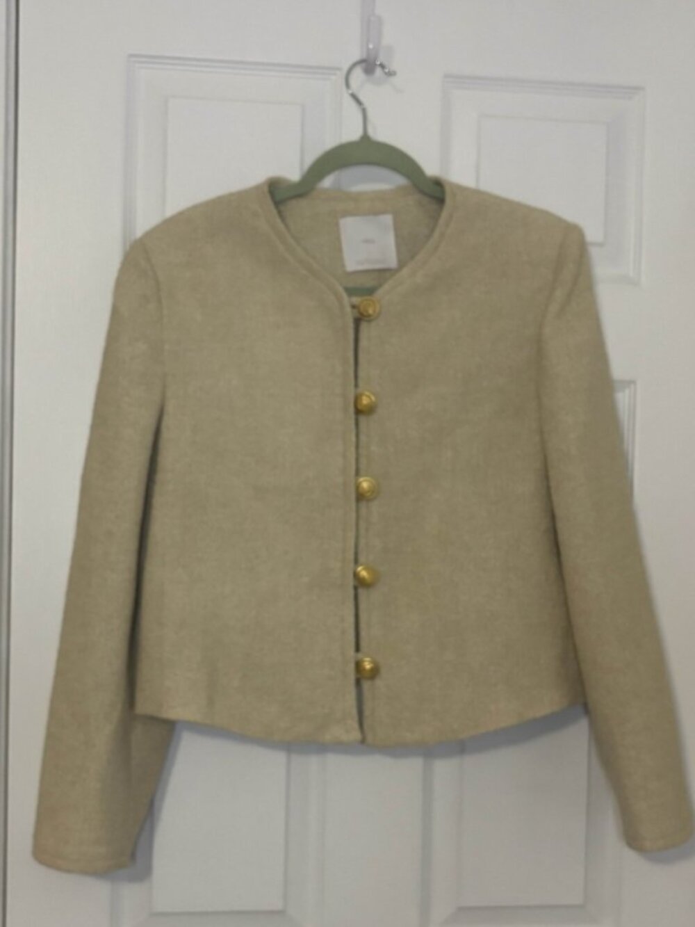 Mango Osan Tweed Jacket - Beige - Size L
